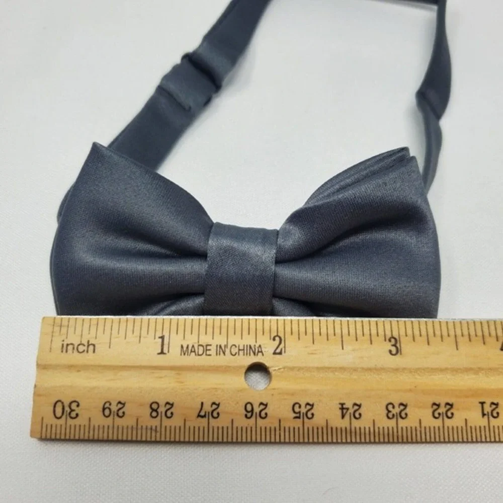 NEW Azazie Boys Matte Satin Pre-Tied Bow Tie Steel Gray‎ Wedding